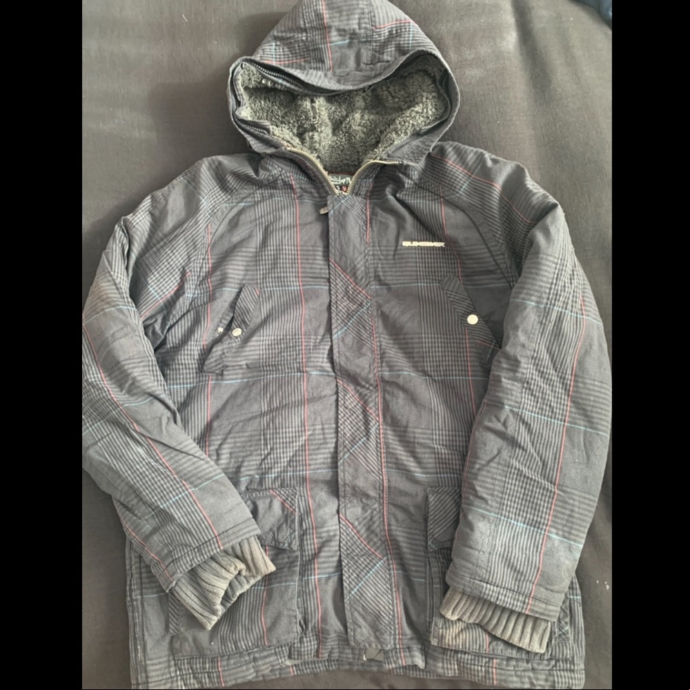 Men’s Quicksilver Gray Plaid Jacket size Large